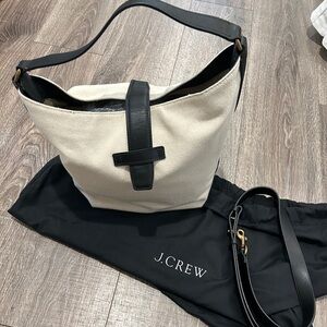 J.Crew Canvas Hobo Bag with Leather